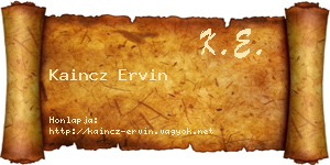 Kaincz Ervin névjegykártya